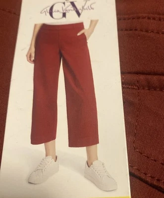 Gloria Vanderbilt Women’s Pull On Wide Leg Cropped Mid Rise Sz 6 Red - Image 1 of 4