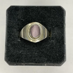 Vintage 925 Sterling Silver Round Purple Amethyst Stone Ring 2.9 Grams Sz 5 - Picture 1 of 3