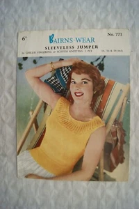 Vintage: Bairnswear No. 771 sleeveless jumper, ghillie or 3 ply, 34-38 inch - Picture 1 of 1
