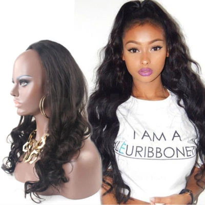 Media Peluca Remy 3/4 100% Cabello Humano Media Peluca Larga Ondulada Máquina Trama Gorra  Foto 1 de 4