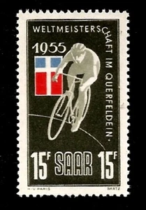 Bicycle Race Cyclist & Flag Saar Germany Mint Never Hinged Stamp Issued in 1955 - Picture 1 of 1