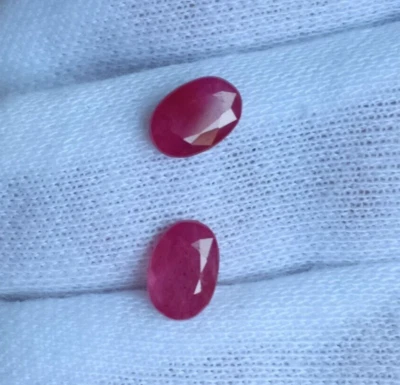 Natural Red Ruby Oval Cut 2 Pieces Certified Untreated Loose Gemstone 1.70 Cts - Image 1 of 4
