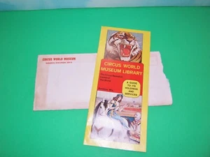 Folleto y sobre vintage 1973 de la biblioteca del museo del circo mundial a color - Imagen 1 de 4