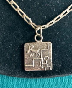 Anthony Lovato Santo Domingo Tufa cast silver charm with 925 Italy 18" necklace - Picture 1 of 4