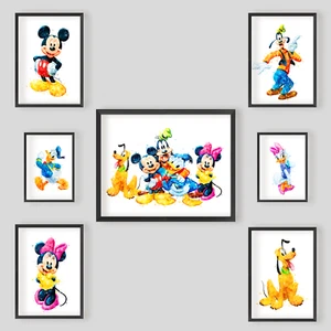 Disney Wall Art Micky Mouse Home Kids Print Canvas Poster Gift A3 A4 - Picture 1 of 8