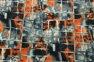 Urban Print Stoffdruck. Jersey Strickstoffe. Viskose/Elasthan Orange/Grau... - Bild 1 von 3