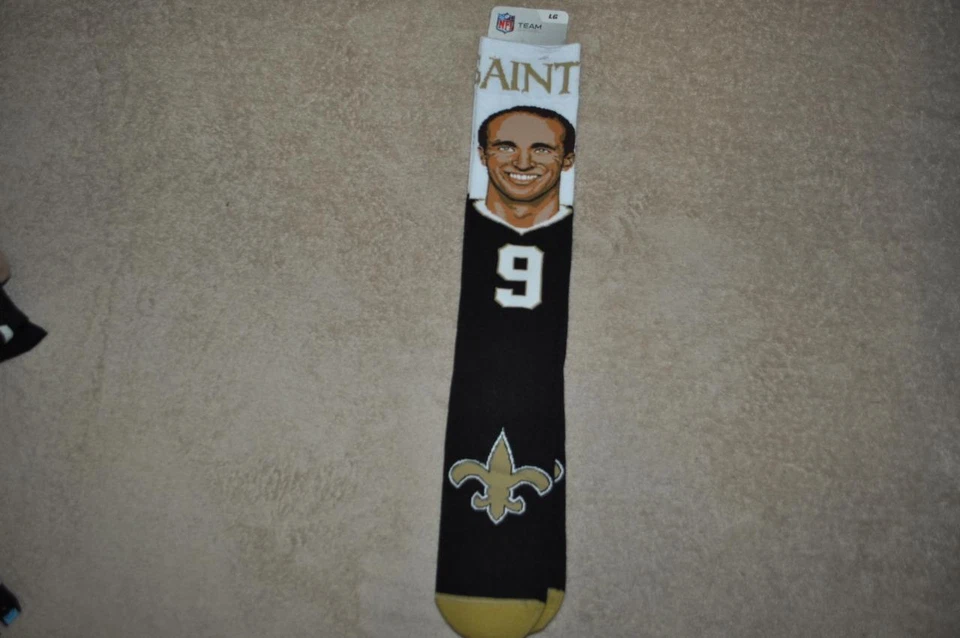 Calcetines hasta la rodilla para selfie DREW BREES New Orleans Saints NUEVOS CON ETIQUETAS NUEVOS Foto 1 de 1