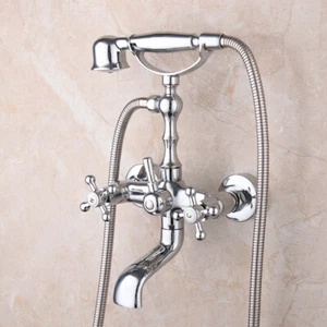 Grifo de ducha de mano antiguo cromado cromo cromado para teléfono montado en pared - Imagen 1 de 12