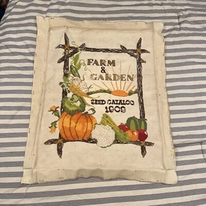Vtg Completed Crewel Embroidery Seed Catalog Vegetables Country Unframed 16x20" - Picture 1 of 11