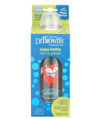 Pack x 3. Dr. Brown’s Options+ Sippy Spout Baby Bottle, 8 Ounce, Fox - Image 1 of 4