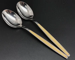 Noritake Stainless Steel Set of 2 NS3 7" Soup Spoons w/ Gold Accent (RF811) - Picture 1 of 5
