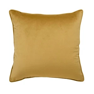 Set of 4 Luxury Gold Ochre Plain Velvet 17"Zipped Cushion Covers £19.99 - Picture 1 of 2