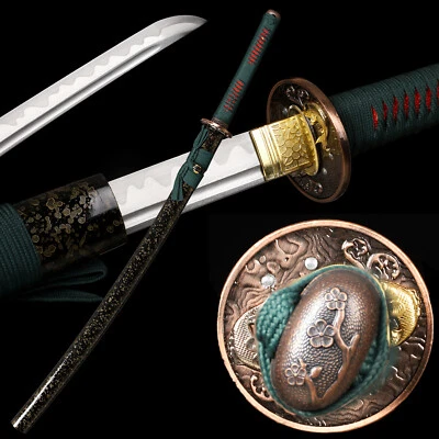 Navaja forjada a mano afilada hoja de acero Damasco katana samurai tradicional japonesa Foto 1 de 4