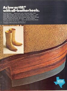 Texas Brand Boots Vtg 1968 Print Magazine Ad Leather Heels Lebanon Tennessee