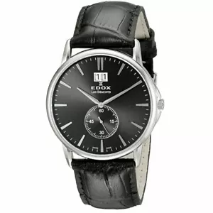 Orologio Edox Les Bemonts Nero Lusso Svizzero Da Uomo 64012-3-NIN Pelle Nera - Foto 1 di 9
