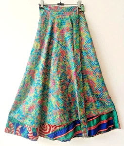 Vintage 70's Valentino Silk Skirt Floral Pleated Women's Wrap Silk Midi Skirt - Picture 1 of 7