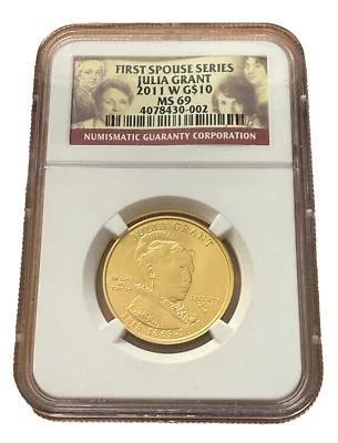 US 2011 W Gold 1/2 oz $10 NGC MS69 First Spouse Series - Julia Grant - Image 1 of 2