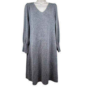 NEW Talbots Soft Merino V-Neck Sweater Dress Long Sleeve Gray Size 1X Classic - Picture 1 of 13