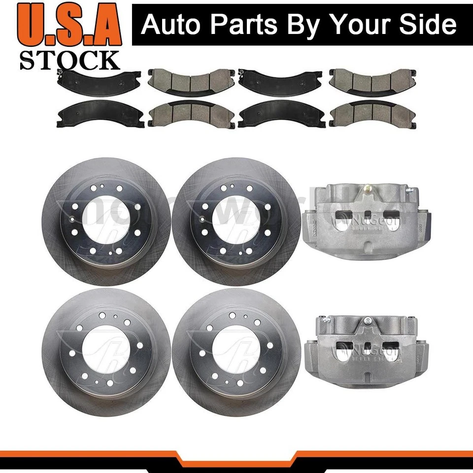 8 Brake Pads Brake Calipers Brake Rotors Fits 2016 Chevrolet Silverado 2500 HD - Image 1 of 4
