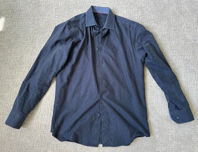 Men's Bugatchi Uomo Blue Dress Shirt Size Large 16 34/35 - Image 1 of 4