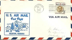First Airmail Flight Cover Valentine NE November 1 1958 AAMC#73W42 - Picture 1 of 1