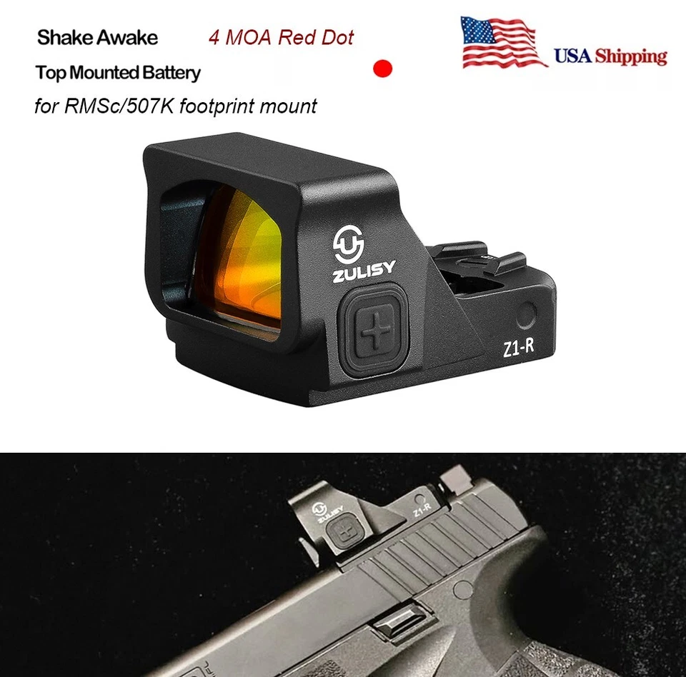 ZULISY 4MOA Mini Red Dot Reflex Sight Z1-R for RMSc Cut P365XL METE SFX Hellcat Pro OSP