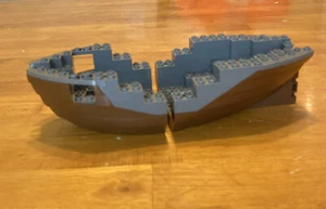 Vintage Brown & Gray Lego Pirate Ship Boat Base Hull - Bow & Stern 6271 6268 - Picture 1 of 3