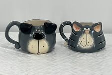 2019 Russ Douglas Signed/3D Cat & Dog Set Of 2 Coffee Mug /Tea Cup/25520 23517