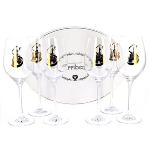 Disneyland Paris Tinker Bell Castle Set of 6 Wine glass in gold in Arribas Box - Picture 1 of 2