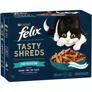 Felix Tasty Shreds Cat Food Fish Selection in Gravy 12 x 80g - Pack of 3 - Picture 1 of 1