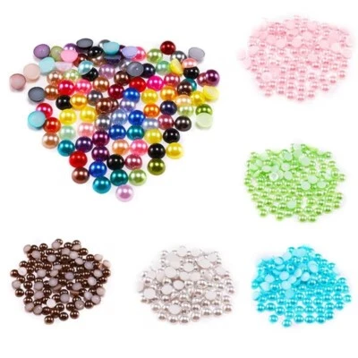 400 Half Pearl Bead 8mm Flat Back Gem Scrapbook Craft Pick Your Colour - Imagem 1 de 4