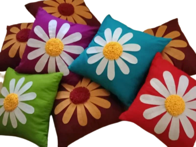 Decorative Throw Pillow Sofa Couch Cushion Home Decor Item Handmade Flower 16x16 - Image 1 of 4