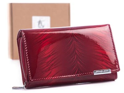 Jennifer Jones Große Echt Lackleder Damen Geldbörse Portemonnaie RFID Rot