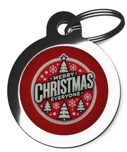 Pet ID tag -  Merry Christmas everyone 32mm or 24mm personalised - Picture 1 of 2