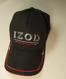 IZOD Flex Fitted Black with Red Trim and Gold IZOD Golf Hat Cap One Size - Picture 1 of 12