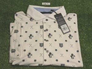 Greyson Men's Goat Print Golf Shirt C.C. Logo Arctic White Large - Picture 1 of 2