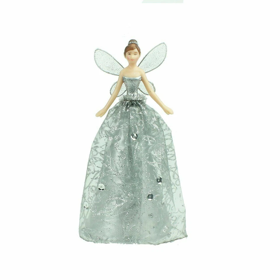 Gisela Graham Silver Glitter Christmas Fairy Tree Topper - Christmas Angel - Image 1 of 1