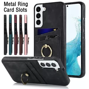 Leder Geldbörse Karten Slot Etui Abdeckung Metall Ring Ständer für Samsung S20 S21 S22 S23 - Bild 1 von 51