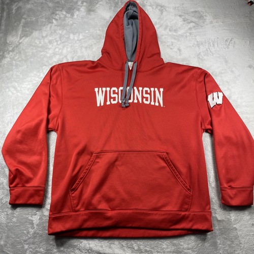 VETEMENTS Felpa con cappuccio Wisconsin Badgers uomo XL abbigliamento cavalieri rossa scritta con logo