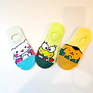Sanrio No Show Socks 3 Pairs Cinnamoroll Keroppi Pompompurin Women Girls Kawaii - Picture 1 of 2