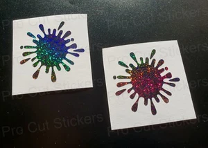 Paint Splats Rainbow Glitter Sparkle Custom Bedroom Wall Art Car Stickers Decals - Picture 1 of 2