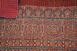 Handmade Floral Kantha Embroidery Indian Hippie Bedspread Blanket Throw Boho - Picture 1 of 7