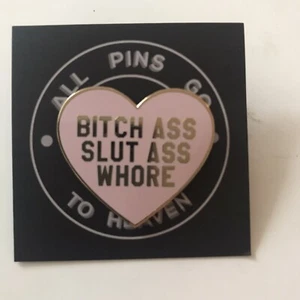 Bitch Ass Slut Ass Whore 90 Day Fiancé Hard Enamel Pin Heart Shaped Pink Gold - Picture 1 of 3