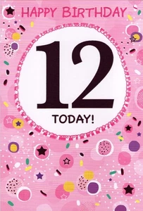 AGED 12 '12 TODAY' BIRTHDAY CARD AND MATCHING ENVELOPE 5" X 7" - Picture 1 of 3