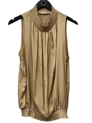 Blusa Agora Talla Grande Sin Mangas Cuello Calado Dorada Ligera Carrera Oficina Foto 1 de 4