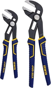 IRWIN VISE-GRIP GrooveLock Pliers Set, Straight Jaw, 2-pack (8", 10"), Black - Picture 1 of 3