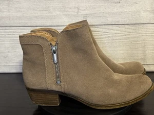 Lucky Brand braune Damen-Wildlederstiefeletten 7,5 doppelter Reißverschluss 1"-Absatz - Bild 1 von 7