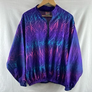 Vintage Surf Style Jacket One Size Iridescent Purple 1/4 Zip Windbreaker USA 80s - Picture 1 of 8
