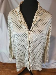 Vintage 100% Silk I MAGNIN Pajama Short Ivory Polka Dot Size XL - Picture 1 of 7