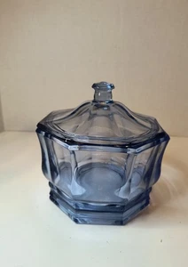 Vintage Octagon Blue Indiana Glass Candy Dish with Lid - Picture 1 of 8